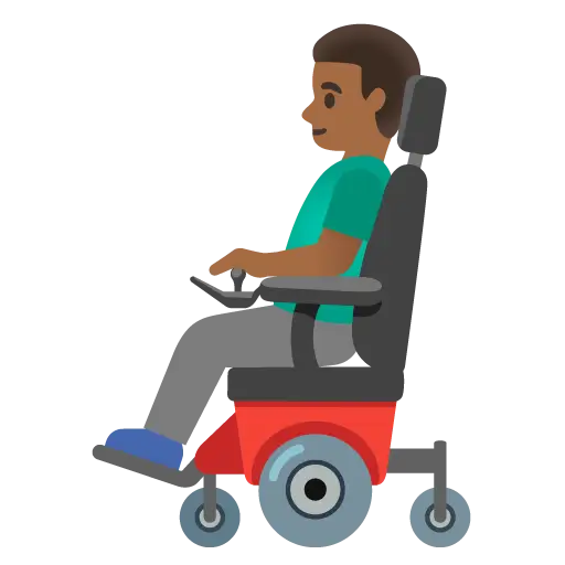 Man in Motorized Wheelchair: Medium-Dark Skin Tone