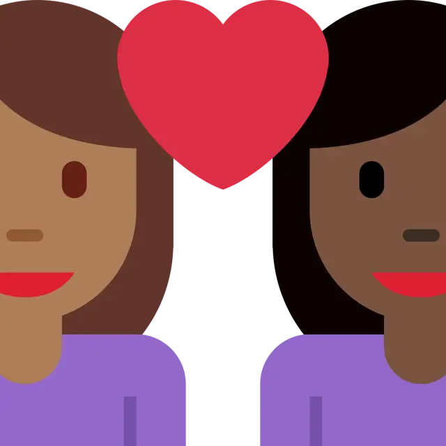 Couple With Heart: Woman, Woman, Medium-Dark Skin Tone, Dark Skin Tone