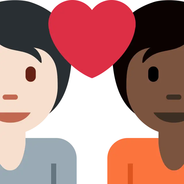 Couple With Heart: Person, Person, Light Skin Tone, Dark Skin Tone