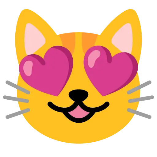 Lächelndes Katzengesicht mit herzförmigen Augen