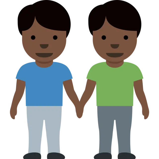 Men Holding Hands: Dark Skin Tone