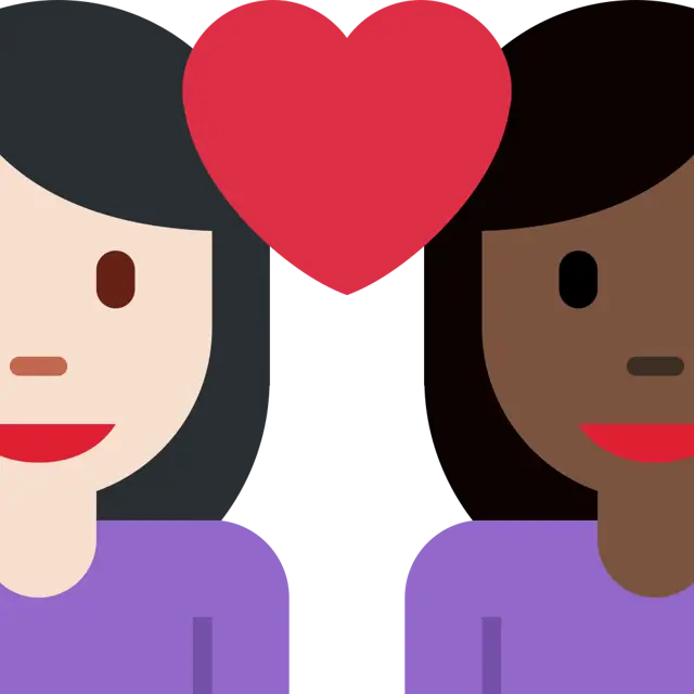 Couple With Heart: Woman, Woman, Light Skin Tone, Dark Skin Tone