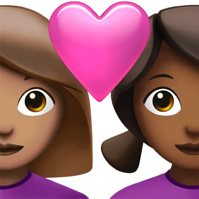 Couple with Heart: Woman, Woman, Medium Skin Tone, Medium-Dark Skin Tone