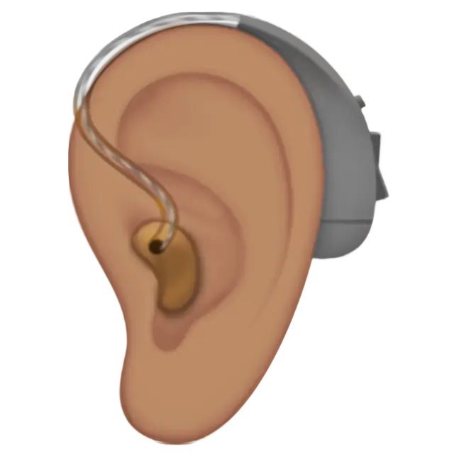 Ear with Hearing Aid: Medium Skin Tone