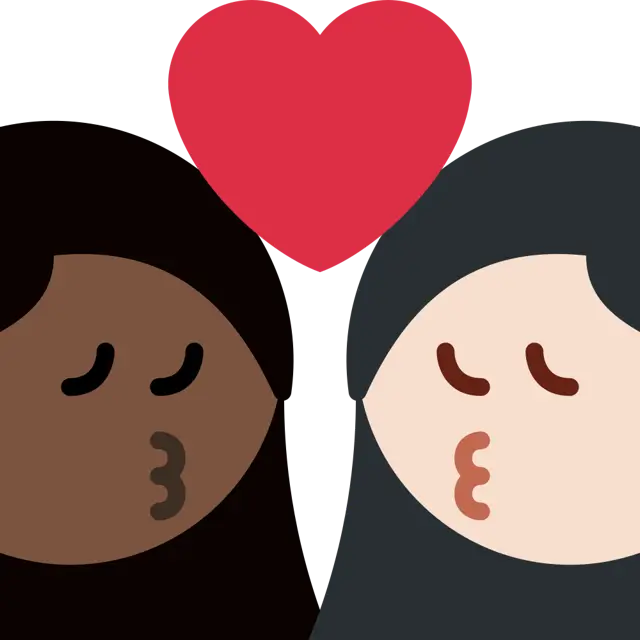 Kiss: Woman, Woman, Dark Skin Tone, Light Skin Tone