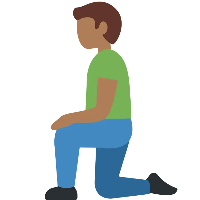 Man Kneeling: Medium-Dark Skin Tone