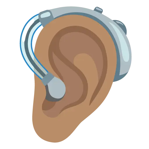 Ear with Hearing Aid: Medium Skin Tone