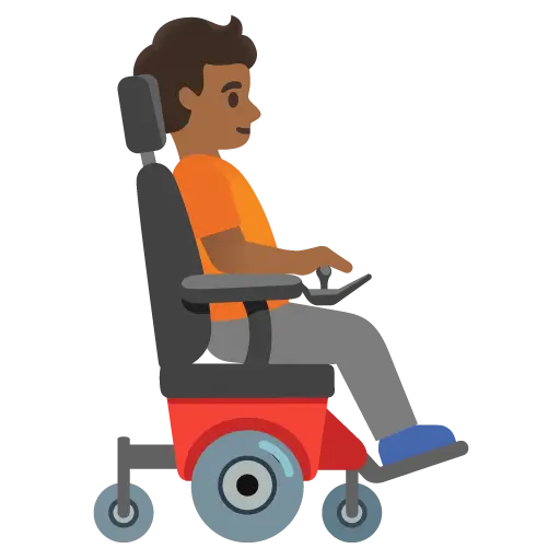 Person in Motorized Wheelchair Facing Right: Medium-Dark Skin Tone