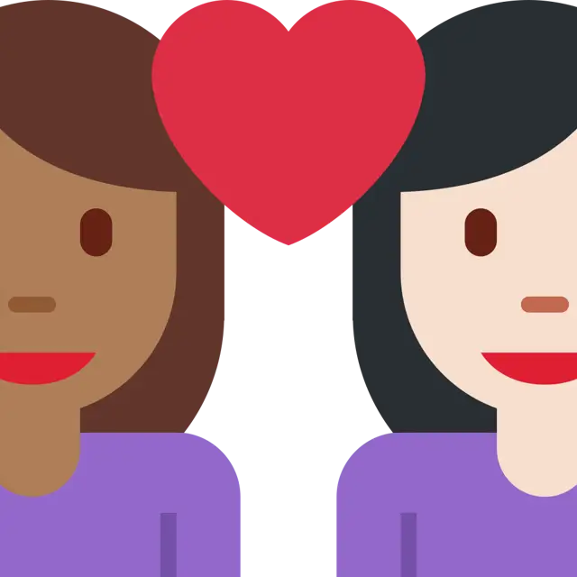 Couple With Heart: Woman, Woman, Medium-Dark Skin Tone, Light Skin Tone