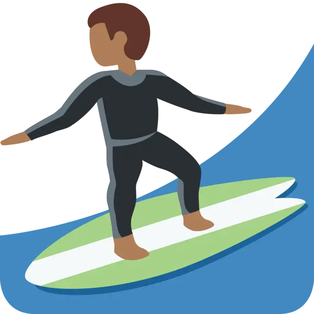 Man Surfing: Medium-Dark Skin Tone