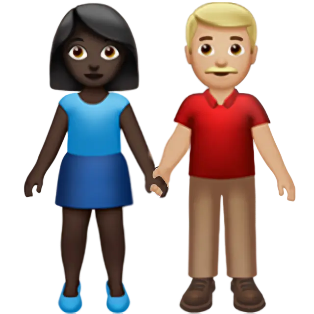 Woman and Man Holding Hands: Dark Skin Tone, Medium-Light Skin Tone