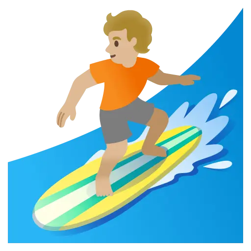 Person Surfing: Medium-Light Skin Tone