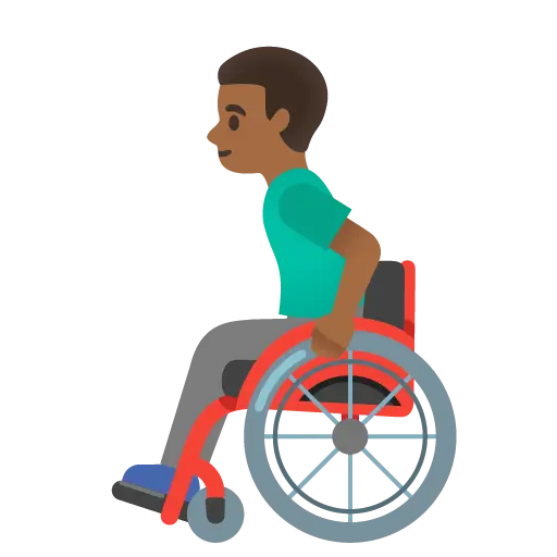 Man in Manual Wheelchair: Medium-Dark Skin Tone