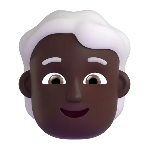 Person: Dark Skin Tone, White Hair