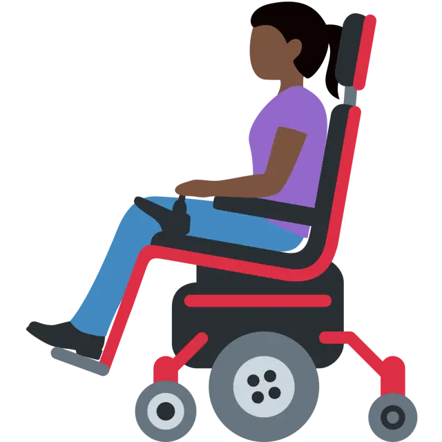 Woman In Motorized Wheelchair: Dark Skin Tone