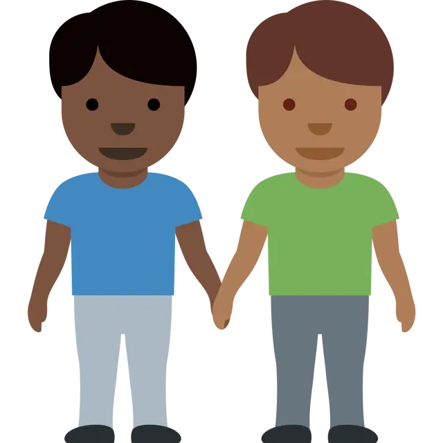 Men Holding Hands: Dark Skin Tone, Medium-Dark Skin Tone