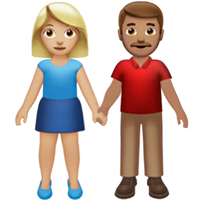 Woman and Man Holding Hands: Medium-Light Skin Tone, Medium Skin Tone