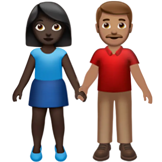 Woman and Man Holding Hands: Dark Skin Tone, Medium Skin Tone