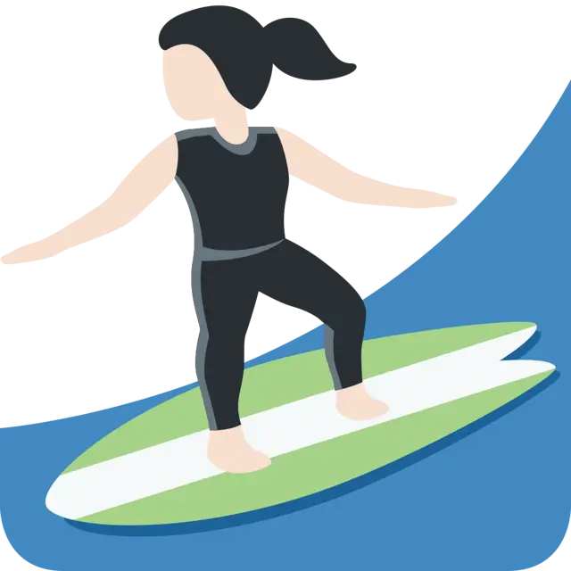 Woman Surfing: Light Skin Tone