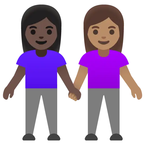 Woman and Man Holding Hands: Medium Skin Tone, Dark Skin Tone