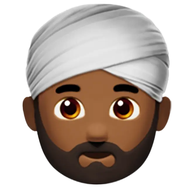 Man Wearing Turban: Medium-Dark Skin Tone