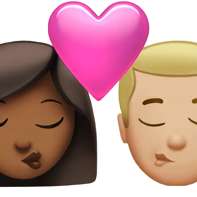 Kiss: Woman, Man, Medium-Dark Skin Tone, Medium-Light Skin Tone