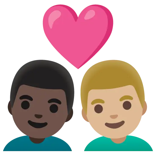 Couple with Heart: Man, Man, Medium-Light Skin Tone, Dark Skin Tone