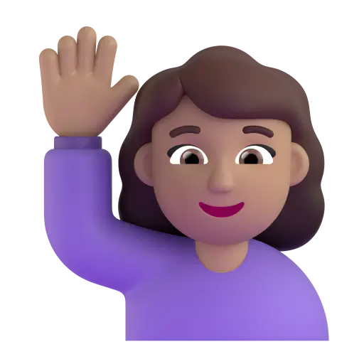 Woman Raising Hand: Medium Skin Tone