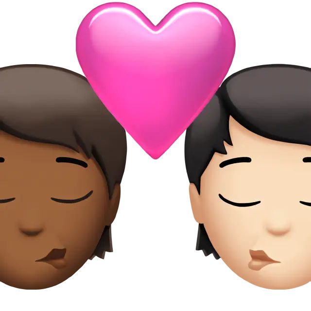 Kiss: Person, Person, Medium-Dark Skin Tone, Light Skin Tone