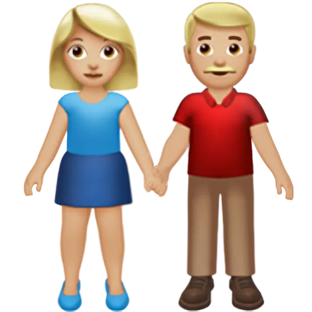 Woman and Man Holding Hands: Medium-Light Skin Tone