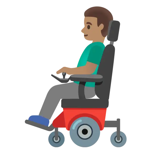 Man in Motorized Wheelchair: Medium Skin Tone