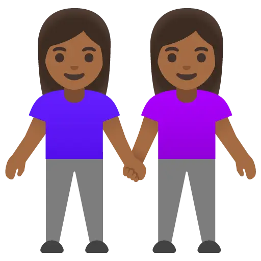 Women Holding Hands: Medium-Dark Skin Tone