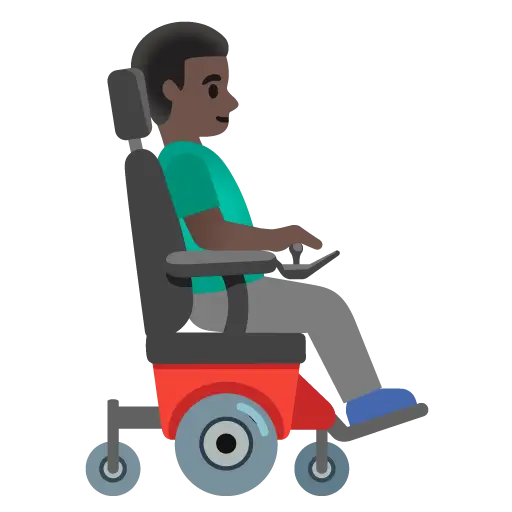 Man in Motorized Wheelchair Facing Right: Dark Skin Tone