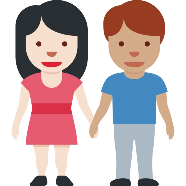 Woman And Man Holding Hands: Light Skin Tone, Medium Skin Tone