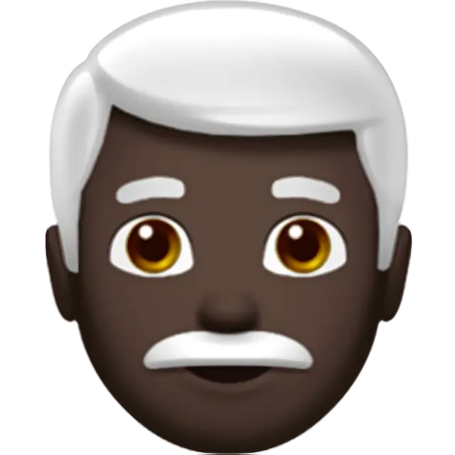 Man: Dark Skin Tone, White Hair