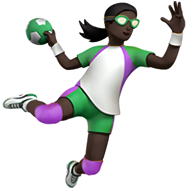 Woman Playing Handball: Dark Skin Tone