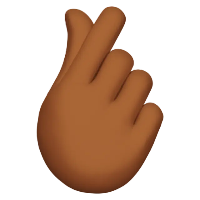 Hand with Index Finger and Thumb Crossed: Medium-Dark Skin Tone