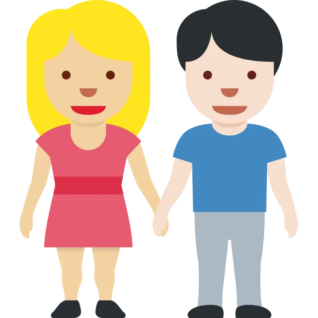 Woman And Man Holding Hands: Medium-Light Skin Tone, Light Skin Tone