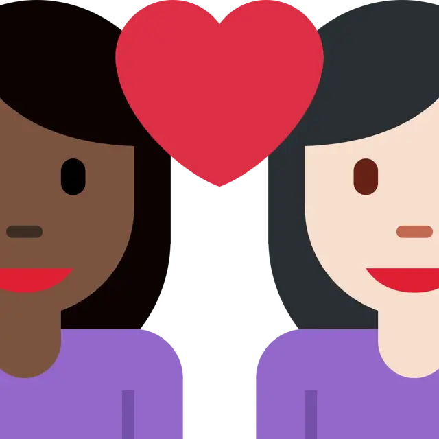 Couple With Heart: Woman, Woman, Dark Skin Tone, Light Skin Tone