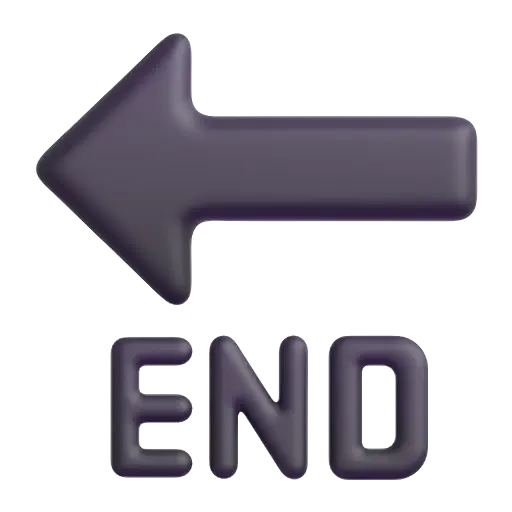 Стрелка влево над словом END (конец)