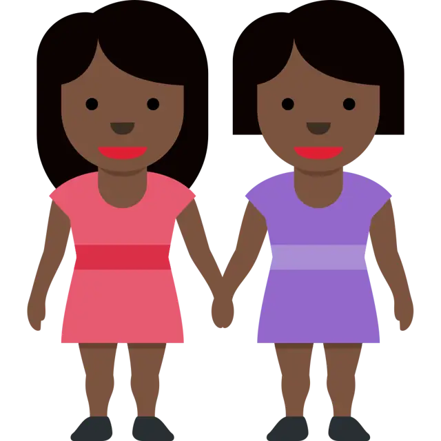 Women Holding Hands: Dark Skin Tone