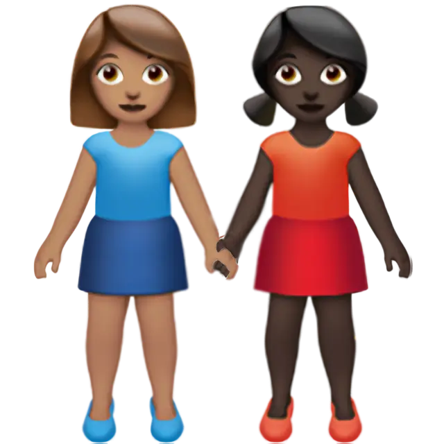 Women Holding Hands: Medium Skin Tone, Dark Skin Tone