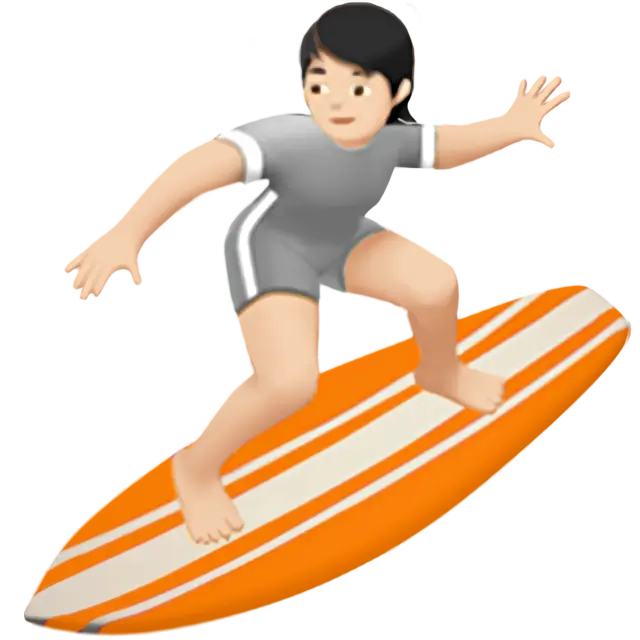 Person Surfing: Light Skin Tone