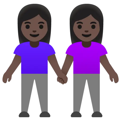 Women Holding Hands: Dark Skin Tone