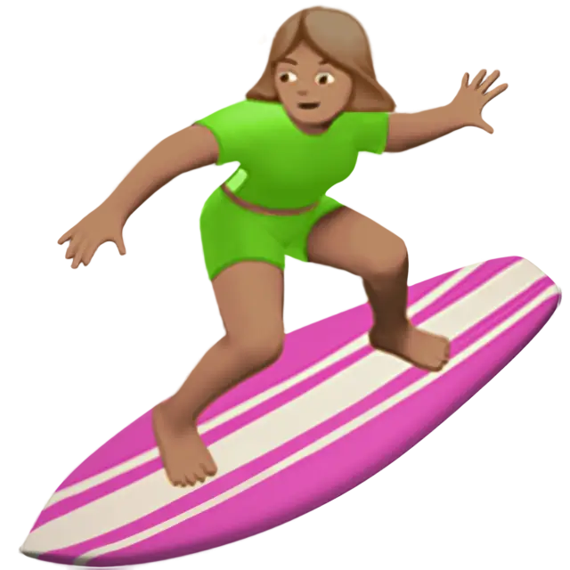 Woman Surfing: Medium Skin Tone