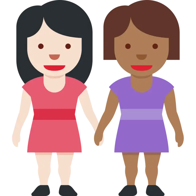 Women Holding Hands: Light Skin Tone, Medium-Dark Skin Tone