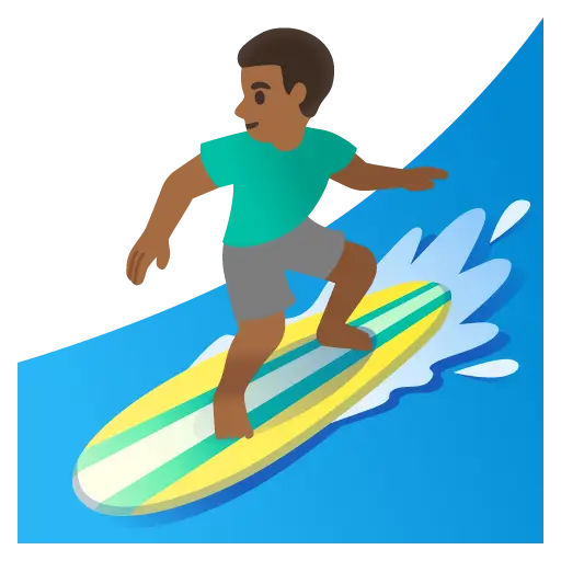 Man Surfing: Medium-Dark Skin Tone