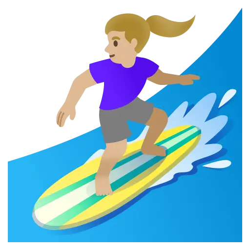 Woman Surfing: Medium-Light Skin Tone