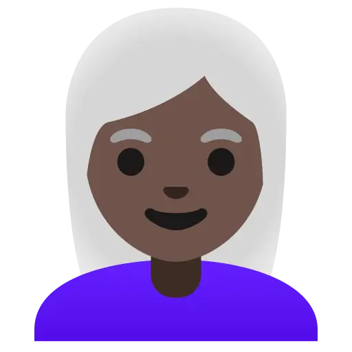 Woman: Dark Skin Tone, White Hair