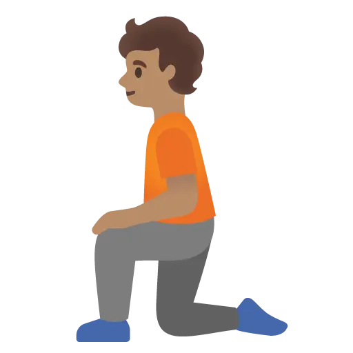 Person Kneeling: Medium Skin Tone